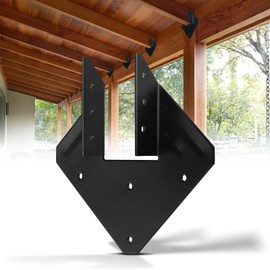 Garaook 14-Gauge(2MM) Hurricane Ties for Rafters, 50 Pack Strong Hurricane Straps Brackets, Hot Dip Galvanized Powder Coating Hurricane Clips Joist Hangers for 2X Deck Joists, Roof Trusses, Black