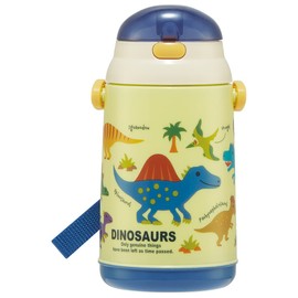Skater SSH4C-A Dinosaurus Picture Water Bottle with Straw Push Open Type, 13.5 fl oz (400 ml)