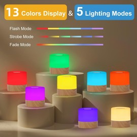 LHYueTong Nightlight, LED Bedside Touch Light, 5-Level Brightness with 13 RGB Color Ambient Lights, USB Rechargeable Desk lamp, Suitable for Bedroom Decoration/Holiday Gift Giving