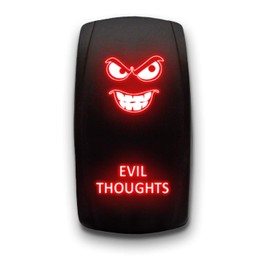 Evil Thoughts - Red - Stark 5-PIN Laser Etched LED Rocker Switch Dual Light - 20A 12V ON/Off