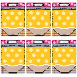 Epakh 6 Pcs Teacher Clipboard Bulk Back to School Teacher Appreciation Gift 12.6" x 9.1" Pencil Themed Clipboards A4 Size Acrylic Clip Boards for Classroom School Office Supplies