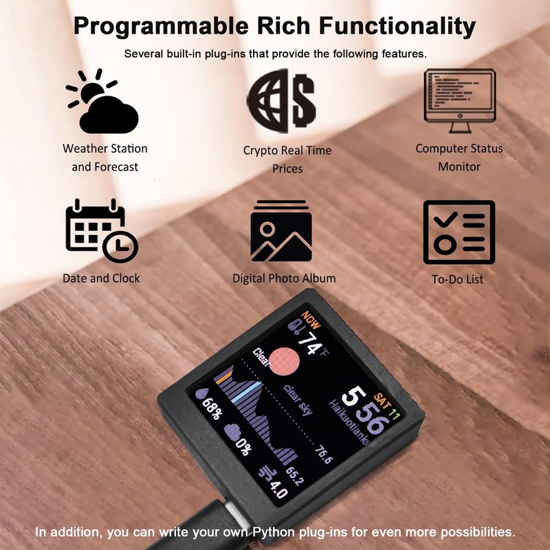 VBT12335 WiFi Clock for Desk Decor, Digital Clock DIY Programming,