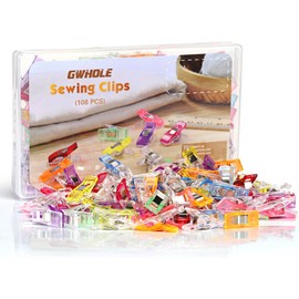 GWHOLE Clips de Costura Plástico de Colores para Costura 108 Piezas Pinzas para Coser Acolchado Manualidades Oficina