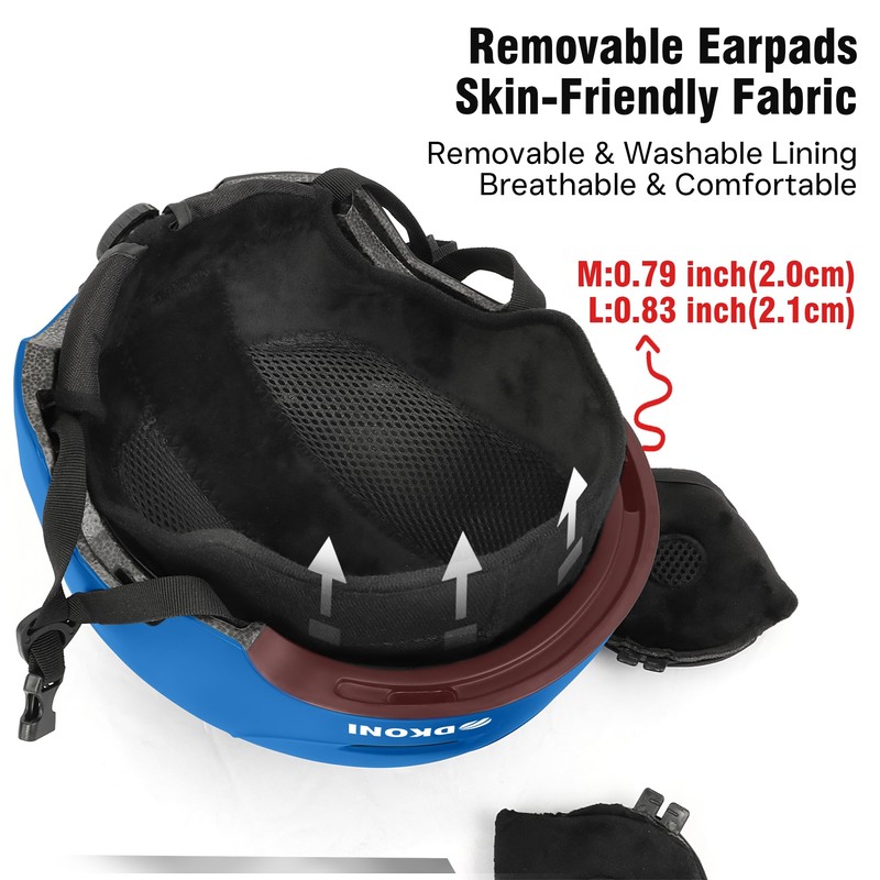 DKONI Ski Helmet for Adults (Large, Blue)