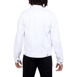 X RAY Mens Denim Jacket, Washed Ripped Distressed Flex Stretch Casual Trucker Biker Jeans Jacket for Men, White, Small