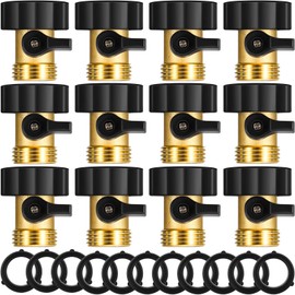 Tudomro 12 Pack Garden Hose Shut Off Valve Durable Heavy 3/4 Brass Shut Off Valve for Garden Hose with Extra Pressure Washer Water for Household Cleaning