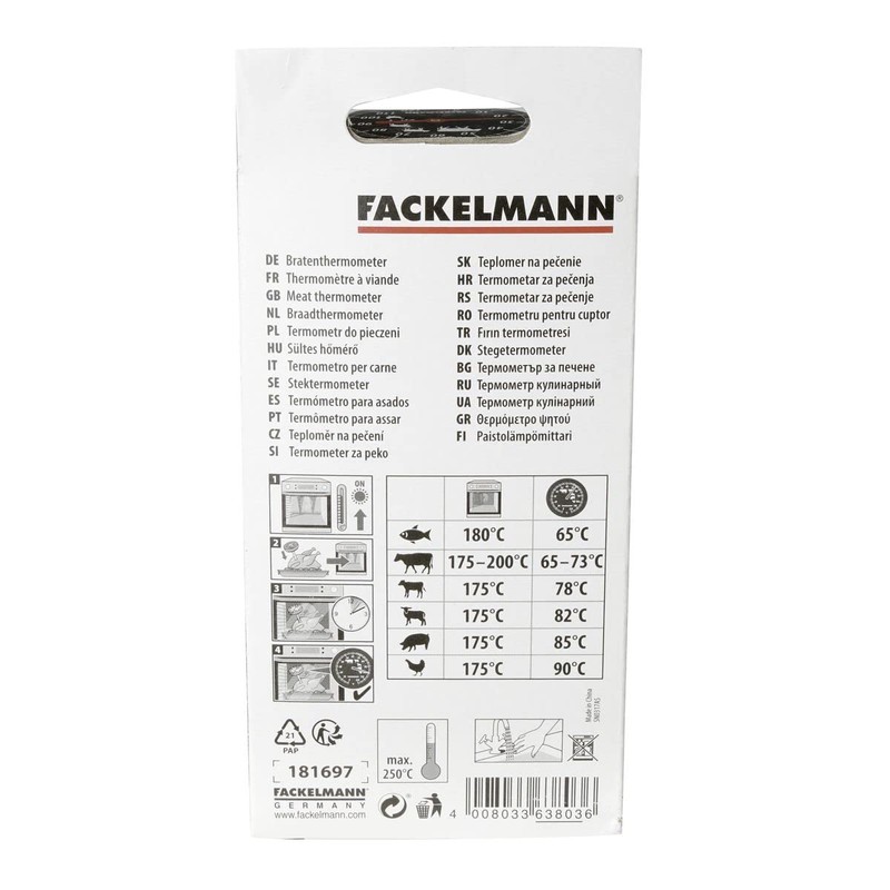 FACKELMANN 63803 Roasting Thermometer, 14 cm, Stainless Steel