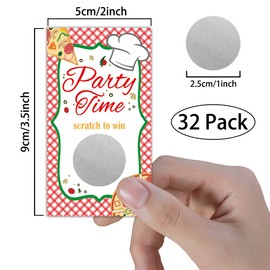 96REWIDPARTY Pizza Party Scratch Off Game Cards（32 PCS）Wedding Bridal Baby Shower Scratch Off Cards Activity for Christmas Thanksgiving Raffle Tickets Family Holiday Games Supplies for Kids Adults