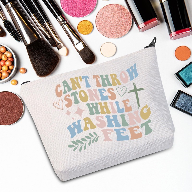 Christian Makeup Bag, Religious Gifts, Can't Throw Stones While Washing