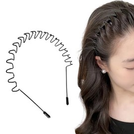 EKIND Metal Wavy Hair Band for Men Women Lightweight Anti-Slip Headband Hoop Sports Wash Face Makeup Daily Use Black