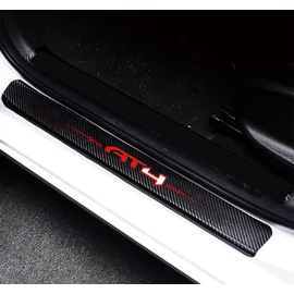 4pcs for AT4 Car Door Sill Protector, Front/Rear Sill Plate Sticker, Carbon Fiber Rubber Scratch Resistant Door Pedal Protector Car Threshold Pedal Sticker for GMC AT4 (red)