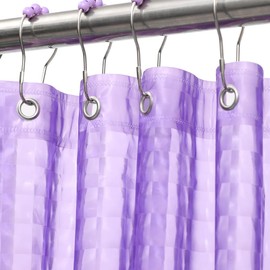 Eazzier Bath Purple 3D Crystal Plastic Shower Curtain Liner, 72x72 Inch Thin Lightweight Ice Cube Plastic Bathroom Shower Showroom Inner Curtain with Rustproof Metal Grommet Holes and Weighted Magnets