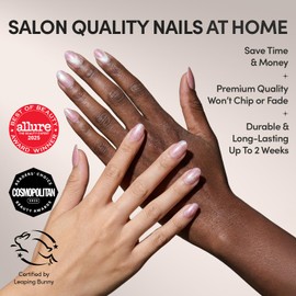 Glamnetic Press On Nails - Guava Drop | Short Oval Fake Nails in Orange-Pink Velvet with Glazed Finish, Salon Quality | 15 Sizes - 30 Nail Kit with Glue