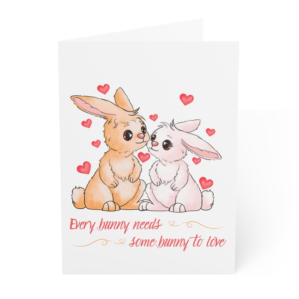 Bunny Valentine Cards Cute Romantic Valentine Card for Rabbit Lovers,