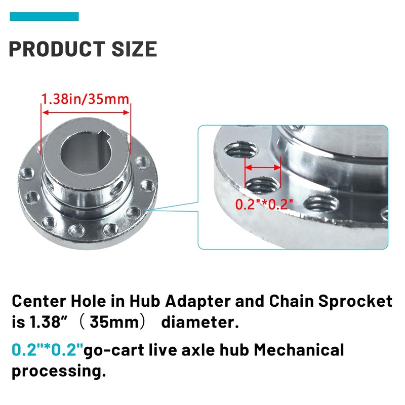 12 Holes Hub Shaft Axle Adapter Sprocket with 3/4" Keyway