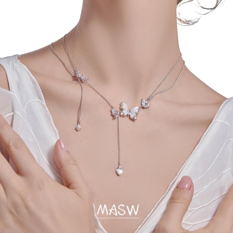 Fashion necklace, exquisite butterfly clavicle chain, temperament fringe butterfly necklace,