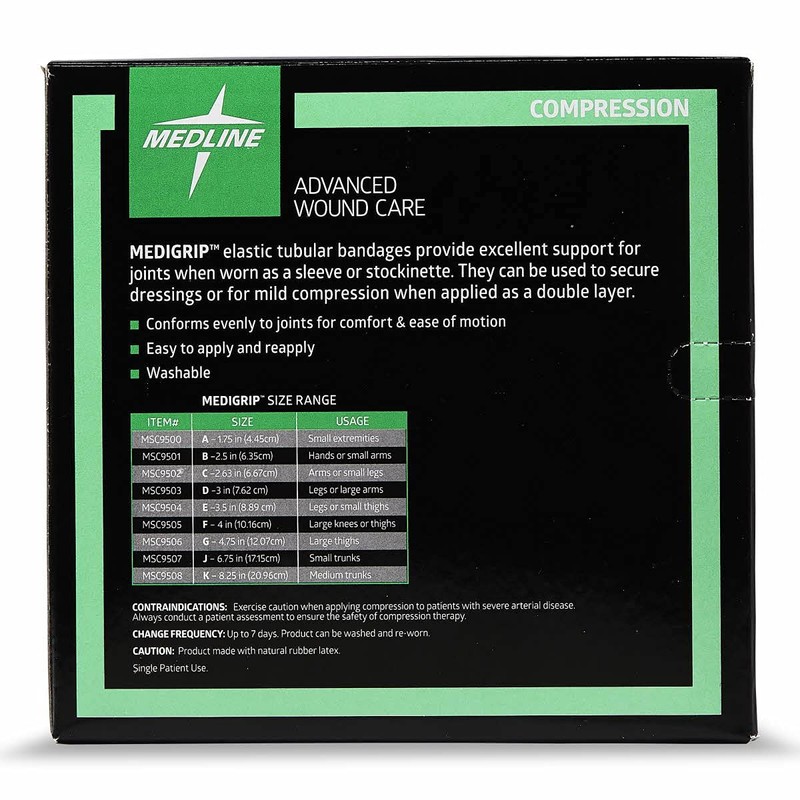 Medline Medigrip Elastic Latex Tubular Bandages, Size A, 1.75" W