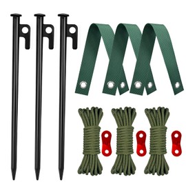 Tree Stakes and Supports, Heavy Duty Tree Stakes Kit Include 3Pcs Tree Straps for Staking, 3Pcs 12" Steel Spikes, and 39Ft Rope, Tree Supports for Young Tree Anti Strong Wind, Bad Weather