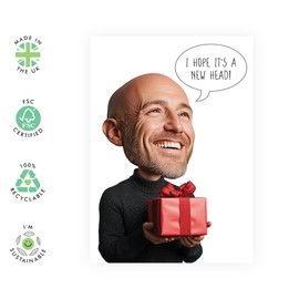 CENTRAL 23 Hilarious Greeting Card - I Hope It's a New Head! - Gifts for Family, Loved Ones, Cousin, Friends, BFF, Besties, Bro, Pals, Buddy, Him, Her, Coworkers - Big Head Joke - Comes with Stickers