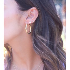 ASCOMY Delicate Gold Twisted Rope Hoop Earrings for Women 14k Gold Plated Lightweight Chunky Round Braided Twisted Hoops Simple Thick Cartilage Hoop Earrings Set for Women Jewelry Gifts