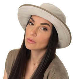 Stetson Lonoke Delave Fabric Hat - Organic Cotton Hat - Summer Hat with UV Protection 40 - Men and Women - Crushable - Spring/Summer, beige, XXL