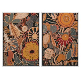BIGAOYS Boho Floral Wall Art Mid Century Modern Art Abstract Flower Canvas Wall Decor Canvas Wall Art Colorful Botanical Wall Art Room Bedroom Office 16x24inch Unframed Set of 2