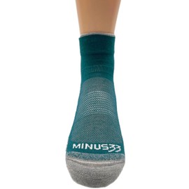 USA Made - Ankle Socks - Micro Weight Full Cushion - Trail Running Socks - Merino Wool - Mountain Heritage - Teal Green - Large