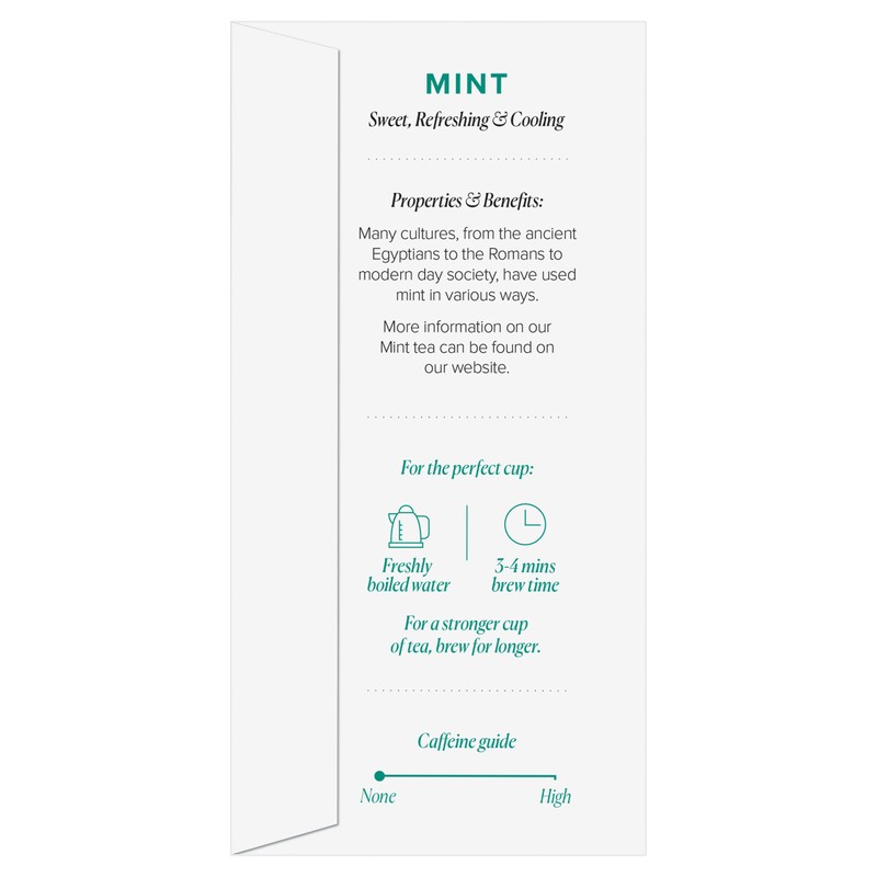 96° Mint Tea - 20 Pyramid Tea Bags, Individually Wrapped,