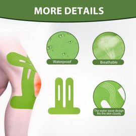 Landrain Precut Kinesiotapes Knie, Vorgeschnittener Muskelpatch-Knieschoner, Wasserfestes Physio Tape für Knieschmerzen, Kinesiologie Tape für den Knieschutz beim Sport