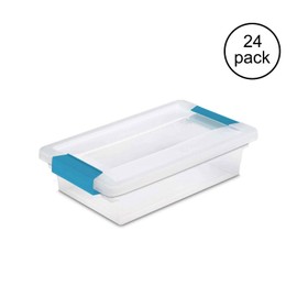 Sterilite Small Clip Box Clear Stacking Storage Tote Container with Latching Lid (24 Pack)