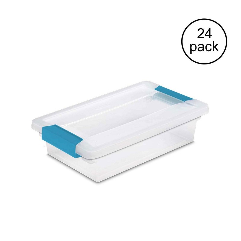 Sterilite Small Clip Box Clear Stacking Storage Tote Container with