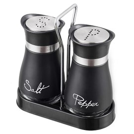 Pack of 2 Salt and Pepper Shaker, Stainless Steel Salt and Pepper Shaker with Storage Base, Healthy and Practical Kitchen Accessories, Cooking Essential