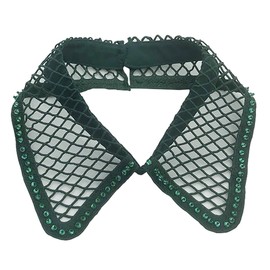 JOIZPAPA Hollow Design Lapel False Collar Detachable Dickey Blouse Fake Half Shirt Collar for Women Dark Green