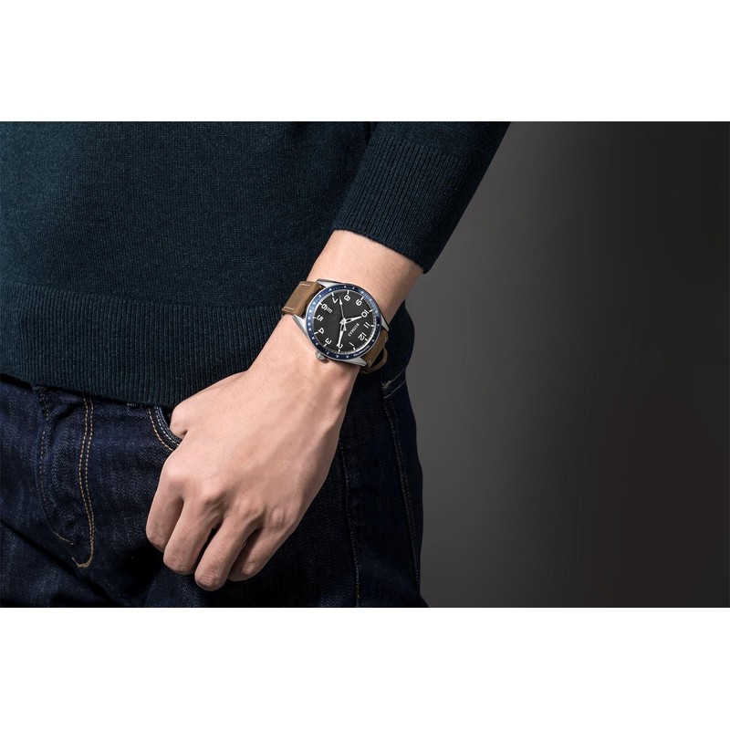 RUIMAS Men's Watch Fashion Japanese Quartz Watch Leather Band Black