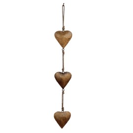 Heart-Shaped Iron Ornament,3D Metal Heart-Shaped Decorative Bell,Vintage Gold with Hanging Wall Rope,Heart Hanging Bells Sig