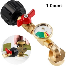 Propane Refill Adapter with Valve & Gauge, Gas Cylinder Filling Connector with Glow In The Dark Meter, Ball Valve Gas Tank Gas Connector, Gas Cylinder Accessories