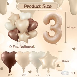 Large 35 Balloons Nude, Foil Brown Cream Apricot Beige Tan Number 35 Balloons Decor, Helium Sand White Taupe Neutral Heart Star Balloons for Women 35th Birthday Wedding Anniversary Party Decoration