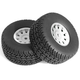 4Pcs RC Tires and Wheel for 1/14 Mojave Grom,RC Front/Rear Wheel Tires (White)