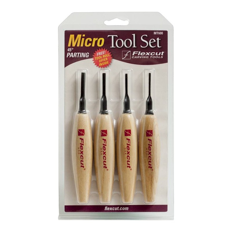 FLEXCUT Carving Tools, 45 Degree Parting Micro Tool Set, Razor