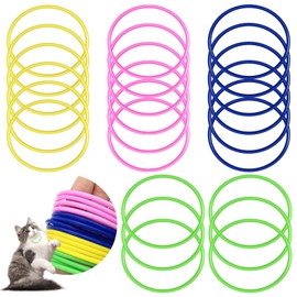 AKAIXI Cat Toys 24 PCS, Rubber Cat Chew Toy, Interactive Cat Toys to Kill Time, Colorful Bracelets Bands for Cat (Jelly Bracelets)