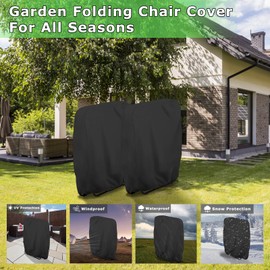 Omtofo Folding Chair Protective Cover, Pack of 2 Garden Chairs Cover, Oxford Cover, Windproof, Anti-UV, Dustproof for Garden Furniture, Deck Chair, Folding Chair, Garden Furniture Protective Cover