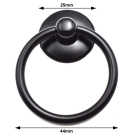 Aifeier ET Single Hole Metal Drop Ring Knobs Black Drawer Pull Handle for Cabinet, Dresser and Door (2 Pack)