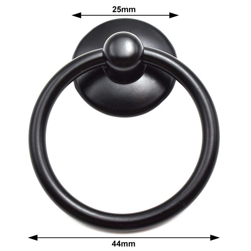 Aifeier ET Single Hole Metal Drop Ring Knobs Black Drawer