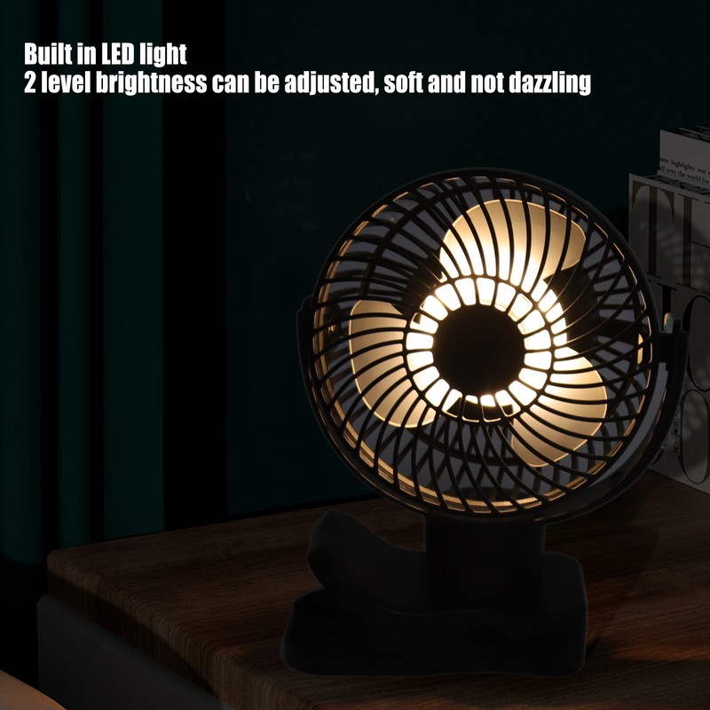 Portable Clip On Fan 4000mah Rechargeable Desktop Fan with LED