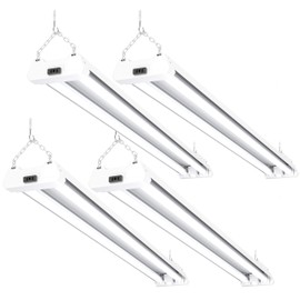 Sunco Lighting Motion Sensor 4ft LED Shop Light, Garage Lights Ceiling LED Plug in Fixtures, 40W, 5000K Daylight, Frosted, Motion Activated, Linkable Suspension Mount, ETL, Energy Star 4 Pack