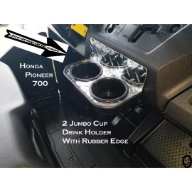 J & O Carts Parts Honda Pioneer 700 Dash Cup Holder Aluminum Diamond plate With Rubber edge