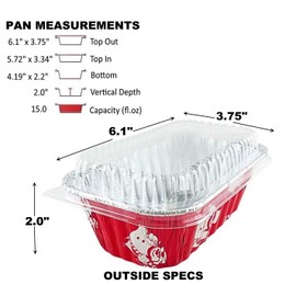 1 lb. Red Holiday Christmas Snowman Aluminum Foil Small Mini Loaf / Bread Baking Pans with Clear Dome Lids (Pack of 12 Sets)