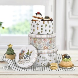 Z&Z ornamentorum Metal Cookie Tin with Lid For Gift Giving Vintage Design Set of 3 Small Medium Large Gift idea for Storing Patisseries, Snack, Chocolate, Easter, Special Occasion, Holidays