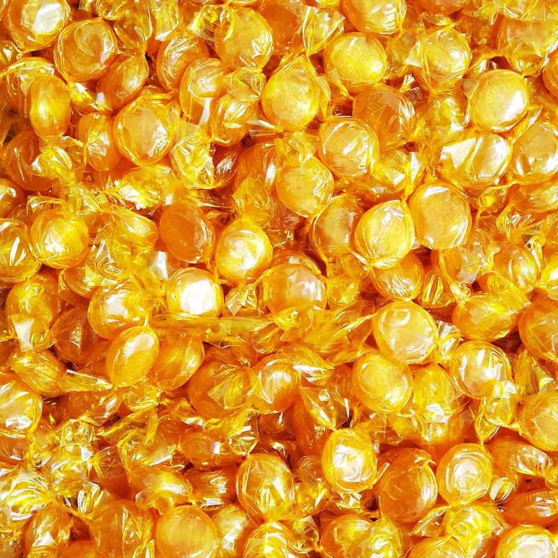 Butterscotch Button Round Hard Candy, 80 Individually Wrapped, 1 Pound