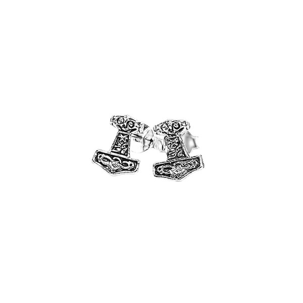 NKlaus PAAR 925 STERLING SILVER Celtic Gothic Stud Earrings Thor's
